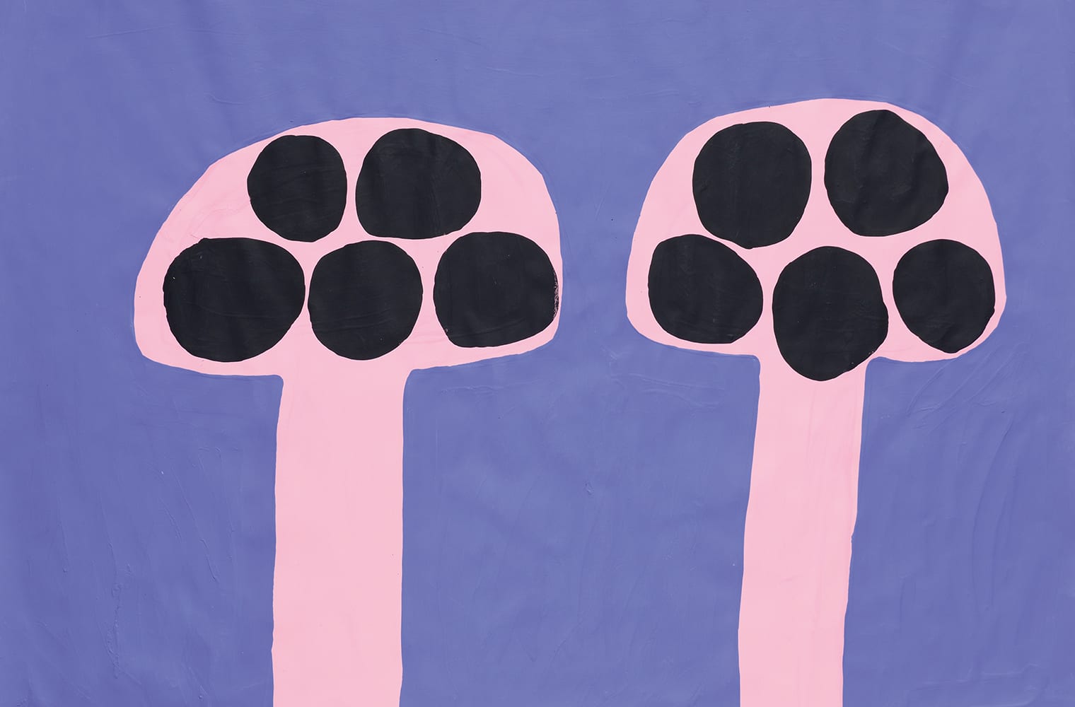 Mehrfärbige Darstellung von zwei Pilzen mit großen schwarzen Punkten am Schirm. Harald Schulth