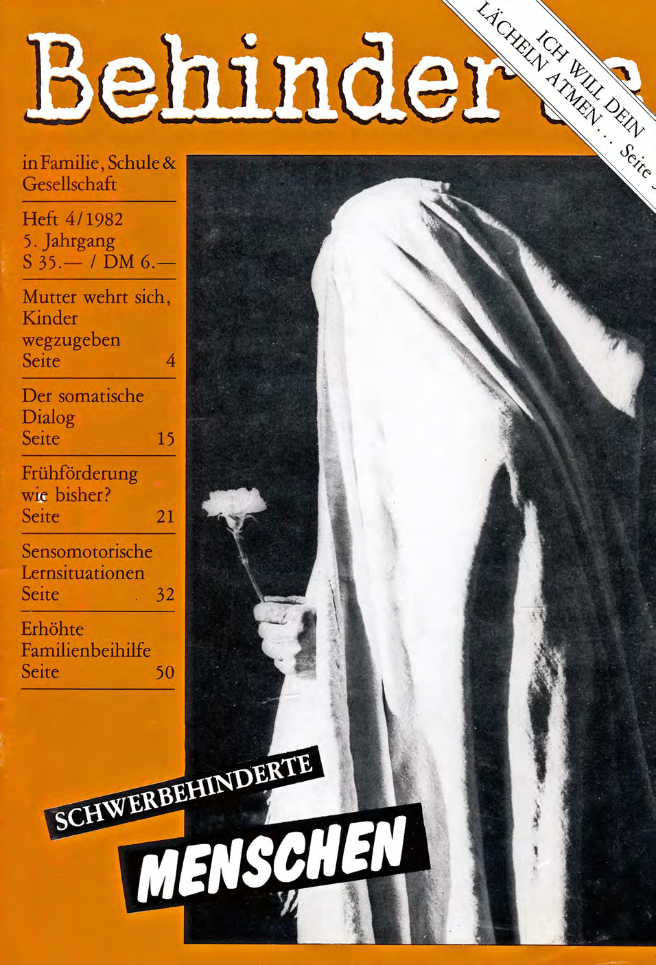 Titelbild der Zeitschrift BEHINDERTE MENSCHEN, Ausgabe 4/1982 "Schwerbehinderte Menschen"