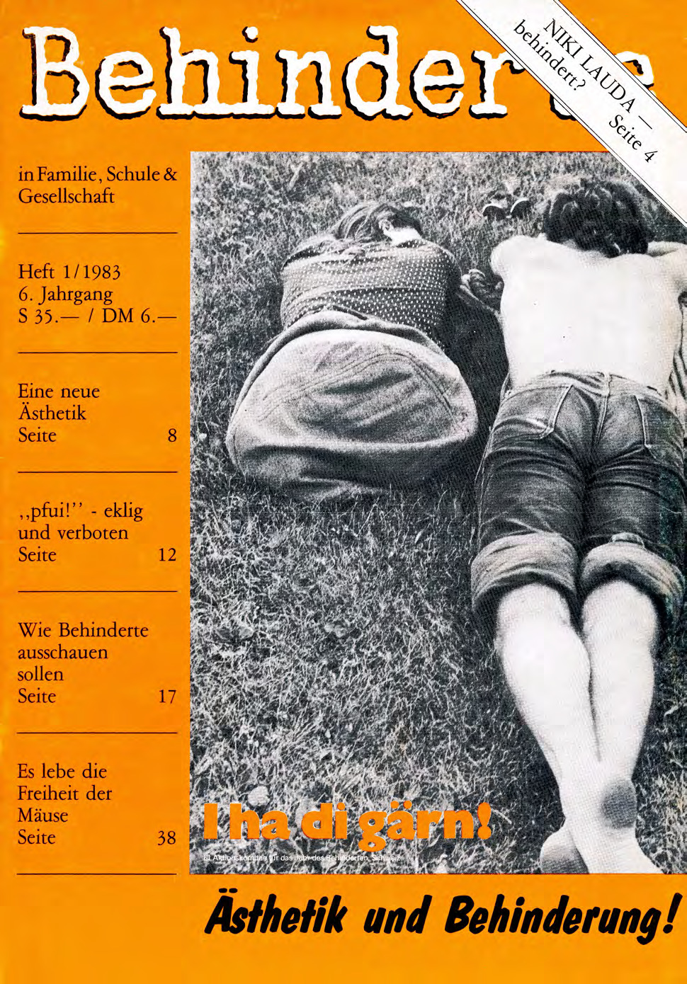 Titelbild der Zeitschrift BEHINDERTE MENSCHEN, Ausgabe 1/1983 "Ästhetik und Behinderung"