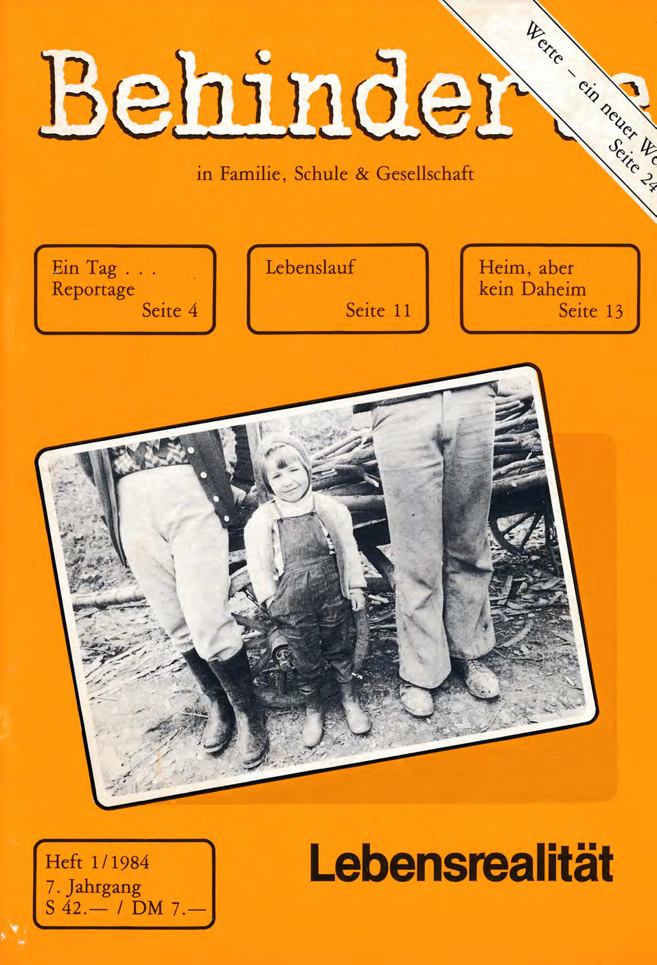 Titelbild der Zeitschrift BEHINDERTE MENSCHEN, Ausgabe 1/1984 "Lebensrealität"