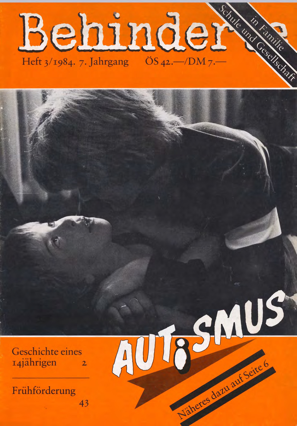 Titelbild der Zeitschrift BEHINDERTE MENSCHEN, Ausgabe 3/1984 "Autismus"