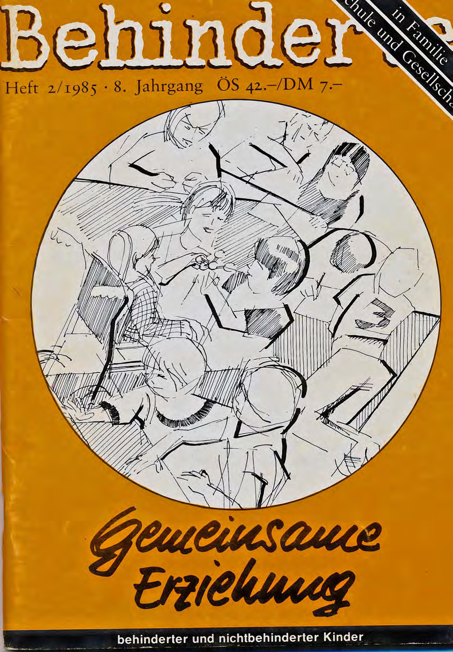 Titelbild der Zeitschrift BEHINDERTE MENSCHEN, Ausgabe 2/1985 "Gemeinsame Erziehung"