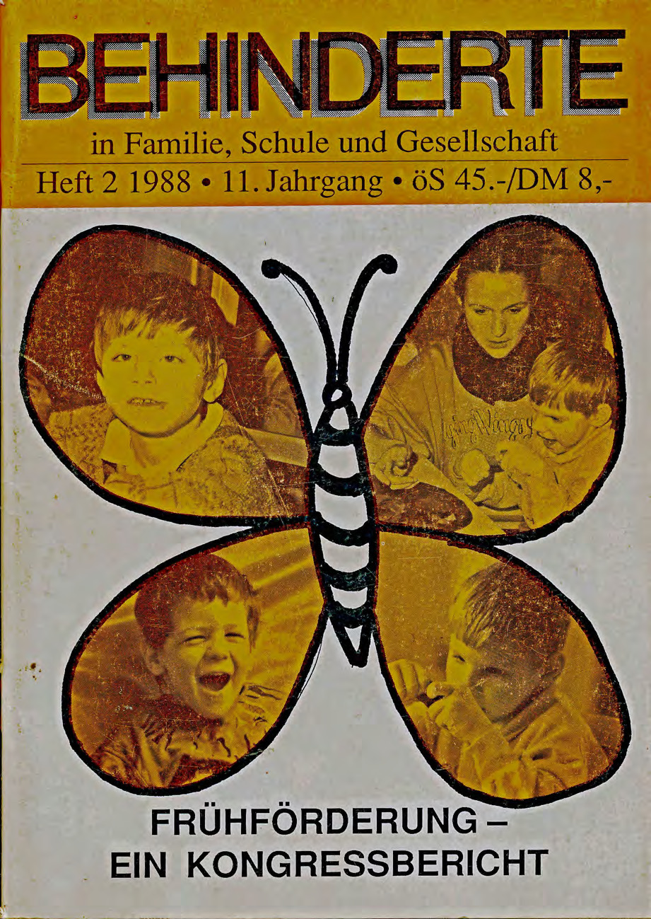 Titelbild der Zeitschrift BEHINDERTE MENSCHEN, Ausgabe 2/1988 "Frühförderung – Ein Kongressbericht"