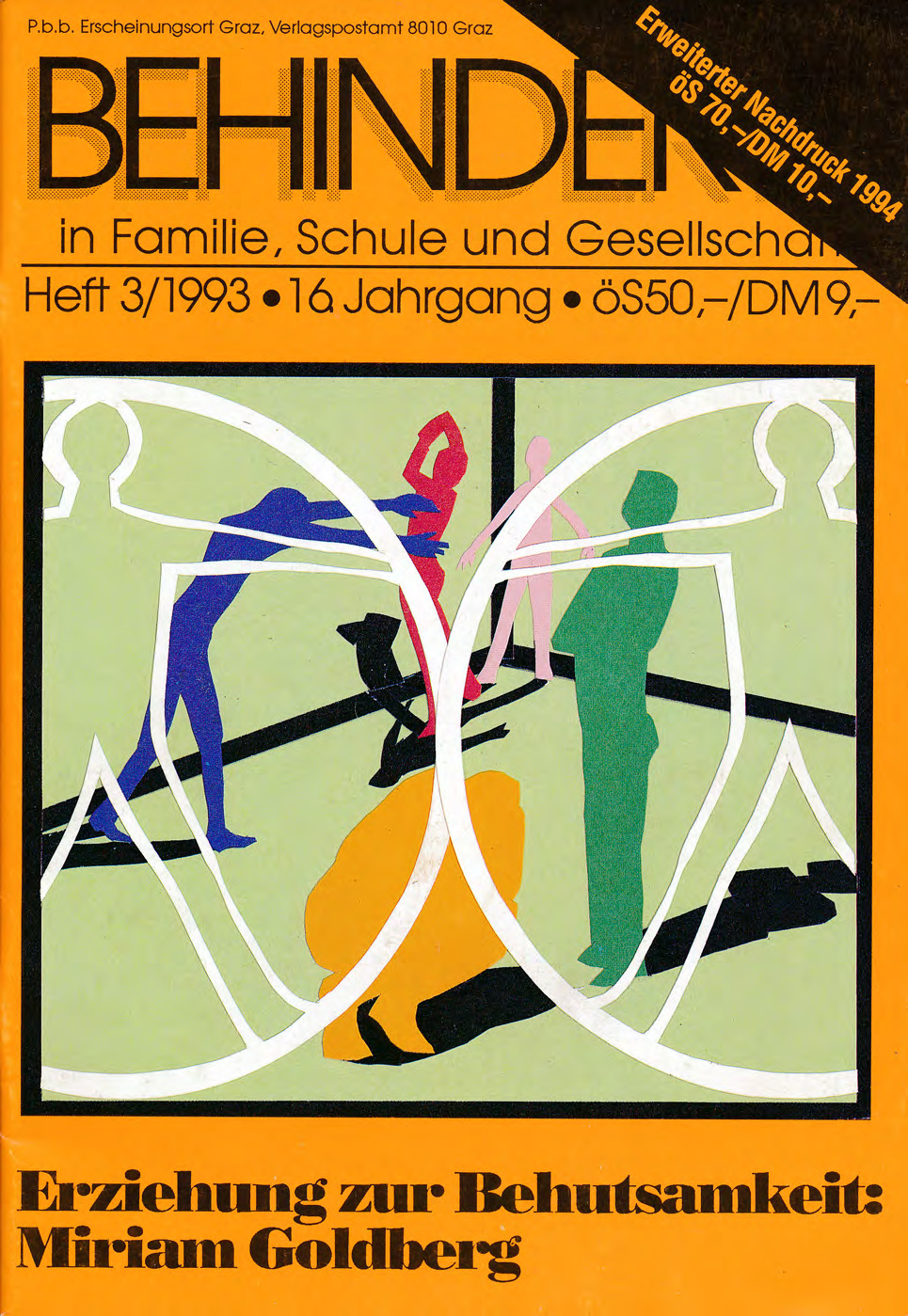 Titelbild der Zeitschrift BEHINDERTE MENSCHEN, Ausgabe 3/1993 "Erziehung zur Behutsamkeit: Mariam Goldberg"
