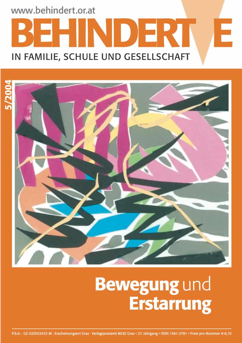 Titelbild der Zeitschrift BEHINDERTE MENSCHEN, Ausgabe 5/2004 "Bewegung und Erstarrung"