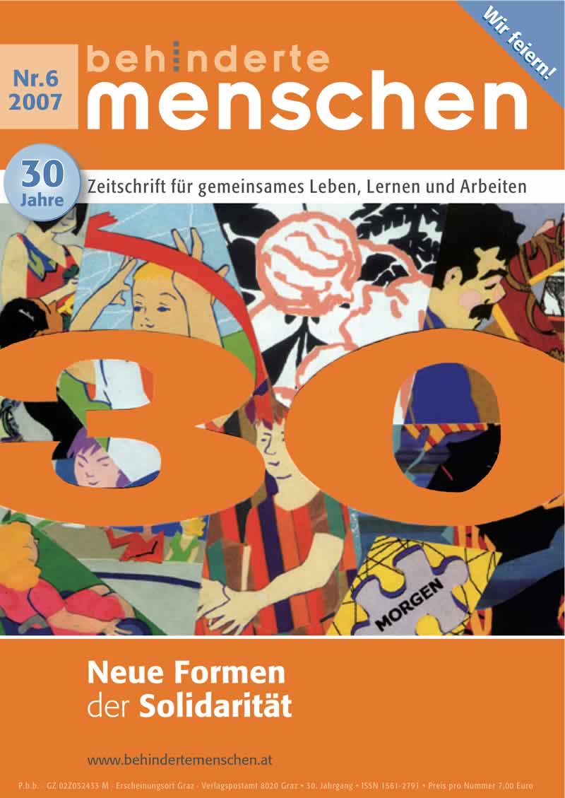 Titelbild der Zeitschrift BEHINDERTE MENSCHEN, Ausgabe 6/2007 "Neue Formen der Solidarität"