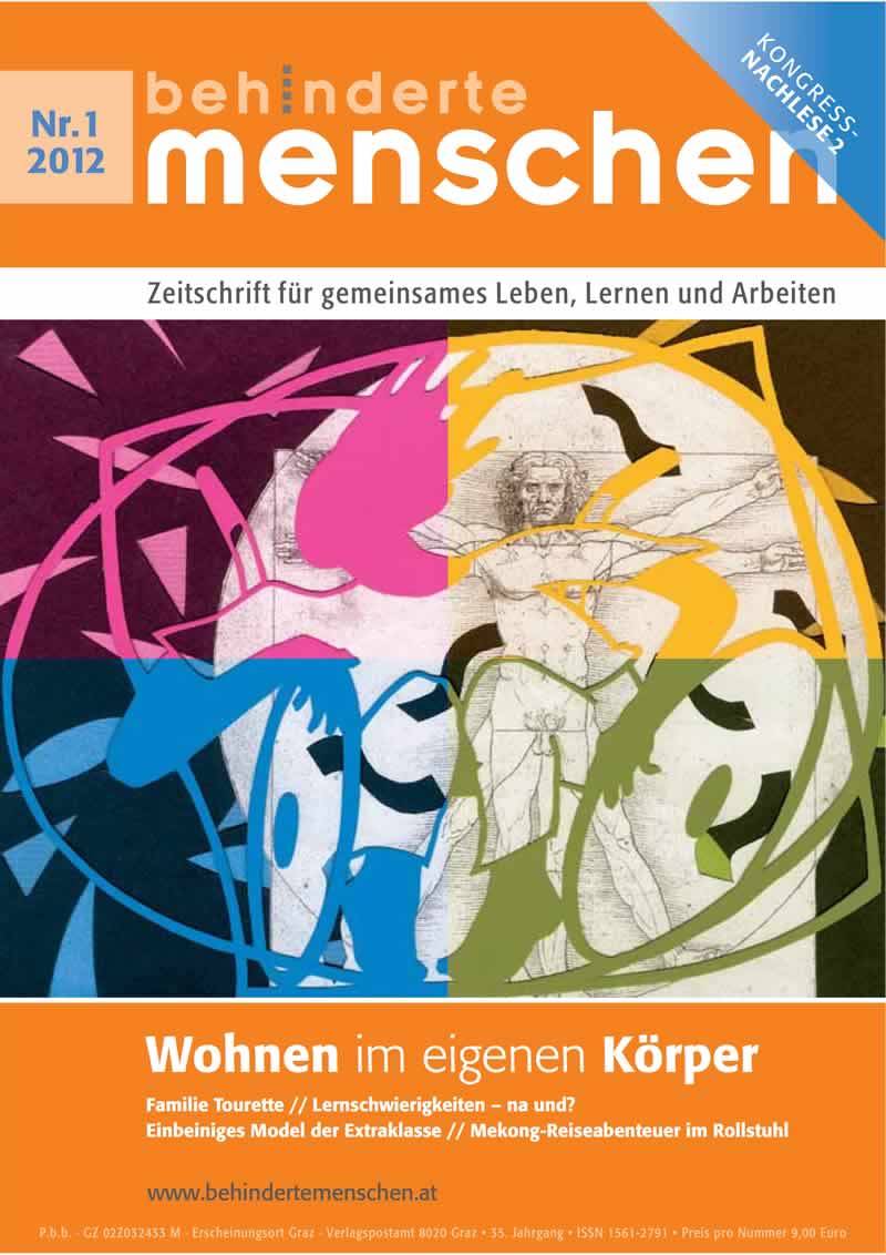 Titelbild der Zeitschrift BEHINDERTE MENSCHEN, Ausgabe 1/2012 "Wohnen im eigenen Körper II"