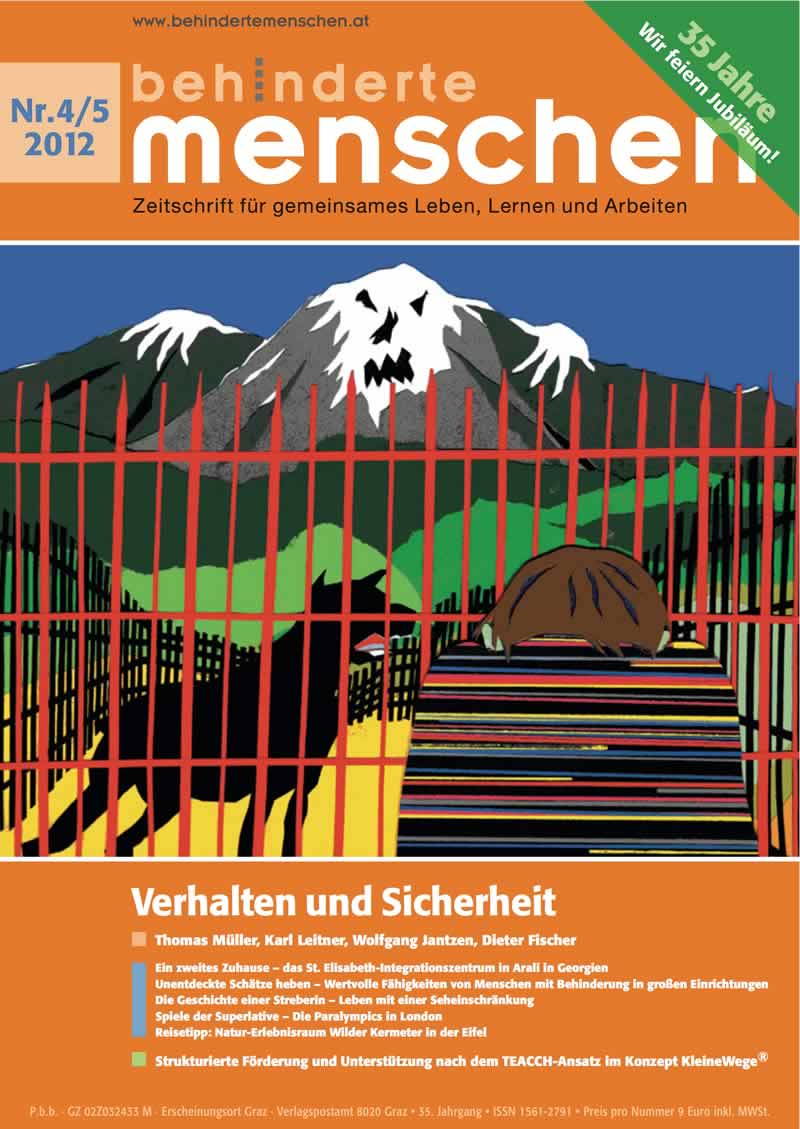 Titelbild der Zeitschrift BEHINDERTE MENSCHEN, Ausgabe 4/5/2012 "Verhalten und Sicherheit"