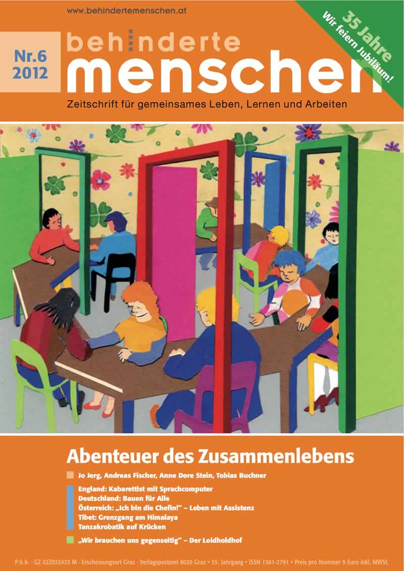 Titelbild der Zeitschrift BEHINDERTE MENSCHEN, Ausgabe 6/2012 "Abenteuer des Zusammenlebens"