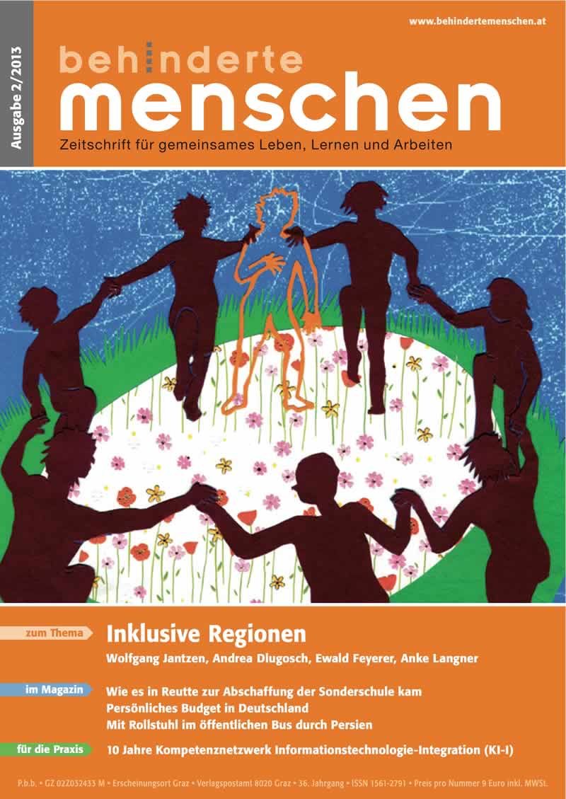 Titelbild der Zeitschrift BEHINDERTE MENSCHEN, Ausgabe 2/2013 "Inklusive Regionen"