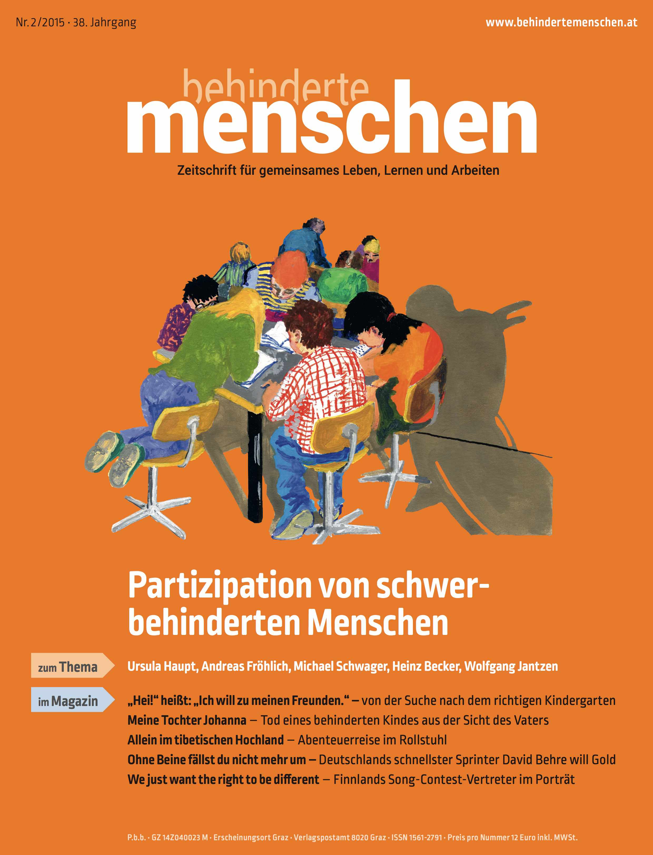Titelbild der Zeitschrift BEHINDERTE MENSCHEN, Ausgabe 2/2015 "Partizipation von schwerbehinderten Menschen"